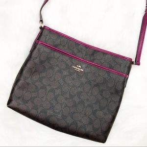 Coach signature Brown/purple file crossbody bag
